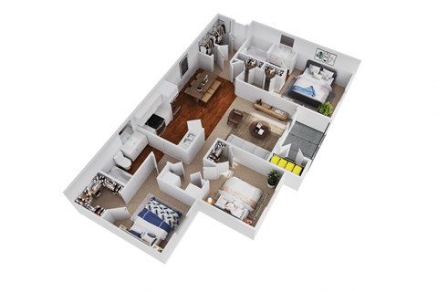 bedroom floor plan an in 3d